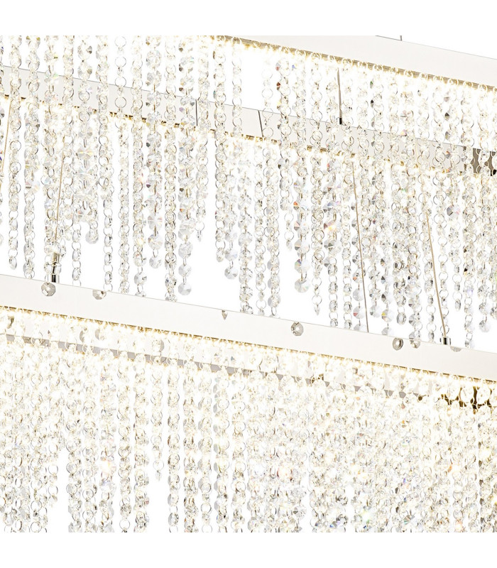 Bano Rectangular 2 Tier Dimmable Pendant 65W LED 4000K 5500lm Polished Chrome / Crystal Chain 3yrs Warranty-6