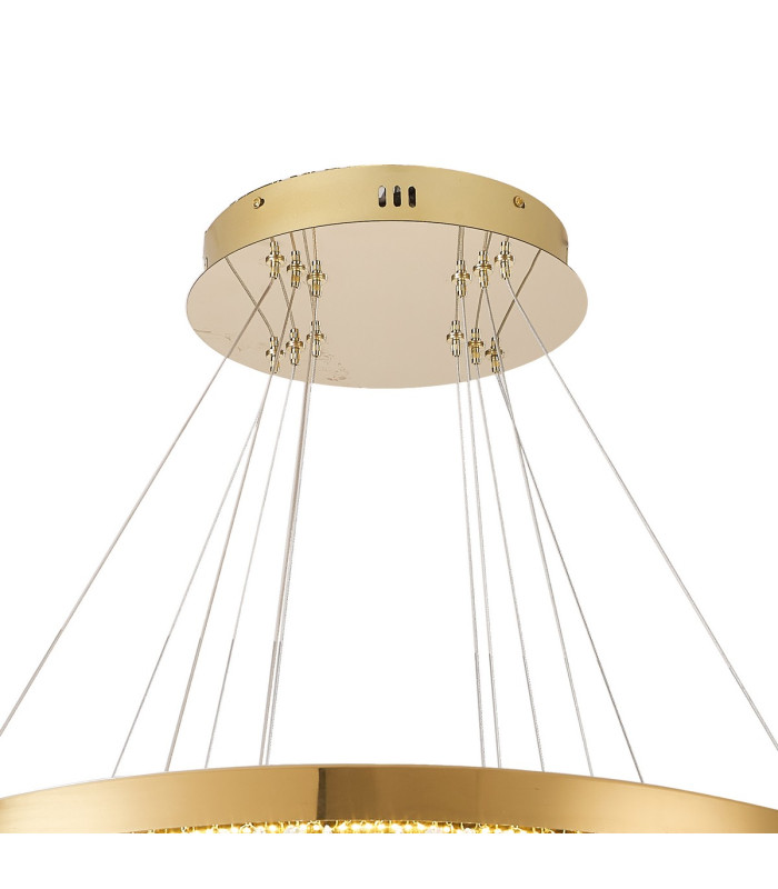 Bano Round 3 Tier Dimmable Pendant 90W LED 4000K 11300lm French Gold / Crystal Chain 3yrs Warranty-6