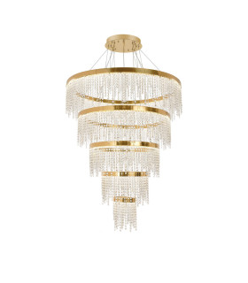 Bano Round 5 Tier Dimmable Pendant 150W LED 4000K 17500lm French Gold / Crystal Chain 3yrs Warranty Item Weight: 22.80kg-1