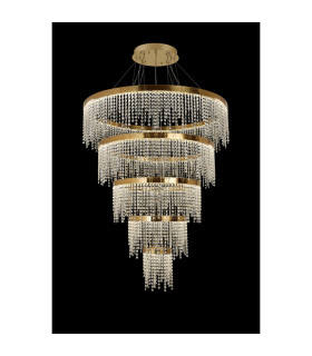 Bano Round 5 Tier Dimmable Pendant 150W LED 4000K 17500lm French Gold / Crystal Chain 3yrs Warranty Item Weight: 22.80kg-2