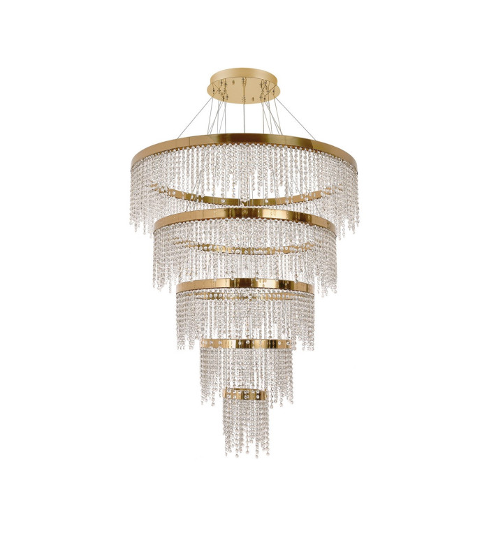 Bano Round 5 Tier Dimmable Pendant 150W LED 4000K 17500lm French Gold / Crystal Chain 3yrs Warranty Item Weight: 22.80kg-3
