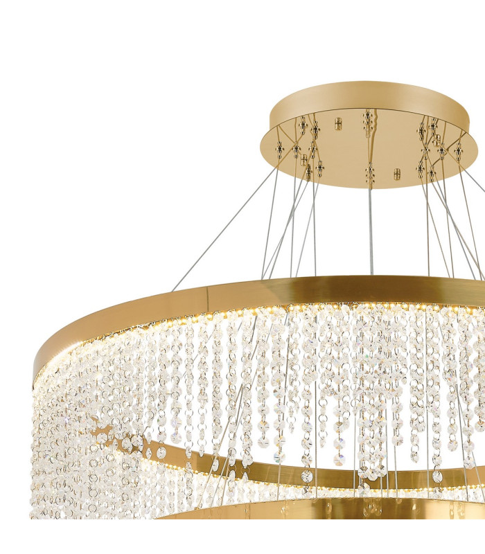Bano Round 5 Tier Dimmable Pendant 150W LED 4000K 17500lm French Gold / Crystal Chain 3yrs Warranty Item Weight: 22.80kg-4