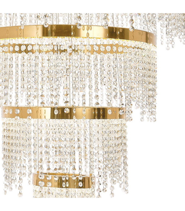 Bano Round 5 Tier Dimmable Pendant 150W LED 4000K 17500lm French Gold / Crystal Chain 3yrs Warranty Item Weight: 22.80kg-6