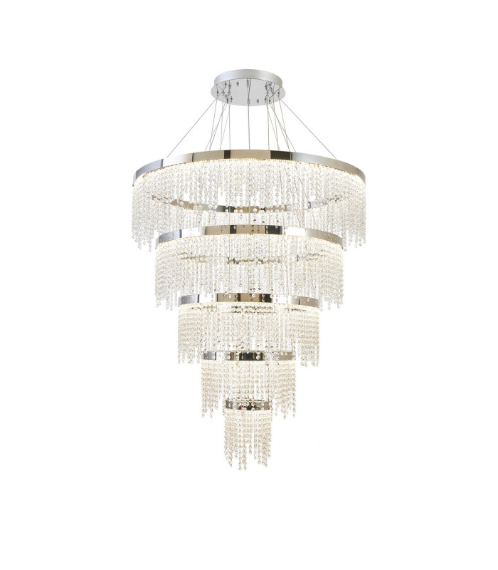 Bano Round 5 Tier Dimmable Pendant 150W LED 4000K 17500lm Polished Chrome / Crystal Chain 3yrs Warranty Item Weight: 22.80kg-1