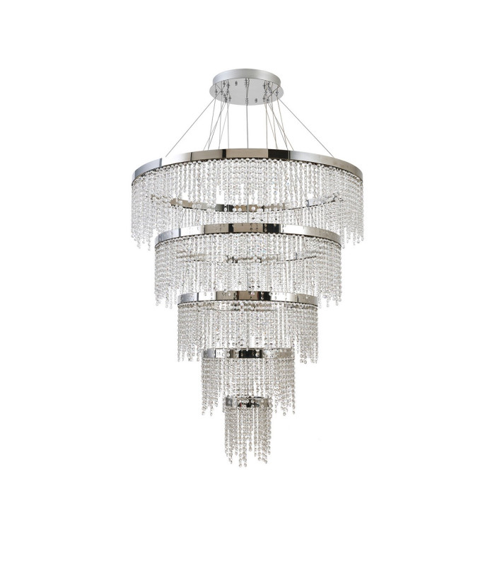 Bano Round 5 Tier Dimmable Pendant 150W LED 4000K 17500lm Polished Chrome / Crystal Chain 3yrs Warranty Item Weight: 22.80kg-3