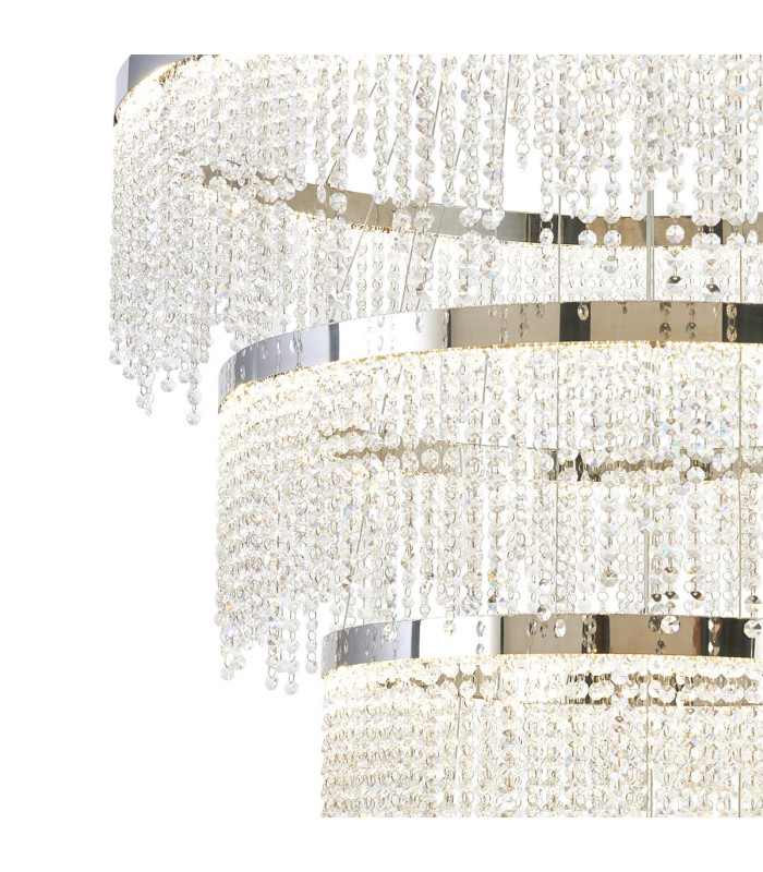 Bano Round 5 Tier Dimmable Pendant 150W LED 4000K 17500lm Polished Chrome / Crystal Chain 3yrs Warranty Item Weight: 22.80kg-4
