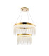 Bano Round 2 Tier Dimmable Pendant 47W LED 4000K 4700lm French Gold / Crystal Chain 3yrs Warranty-1