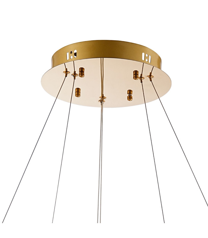 Bano Round 2 Tier Dimmable Pendant 47W LED 4000K 4700lm French Gold / Crystal Chain 3yrs Warranty-4