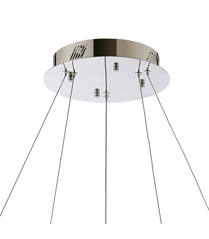 Bano Round 2 Tier Dimmable Pendant 47W LED 4000K 4700lm Polished Chrome / Crystal Chain 3yrs Warranty-4