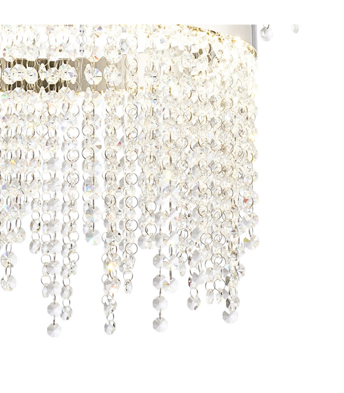 Bano Round 2 Tier Dimmable Pendant 47W LED 4000K 4700lm Polished Chrome / Crystal Chain 3yrs Warranty-6