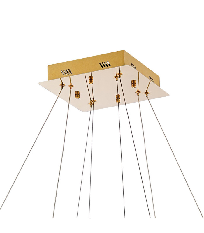 Bano Square 2 Tier Dimmable Pendant 47W LED 4000K 5000lm French Gold / Crystal Chain 3yrs Warranty-4