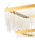 Bano Square 2 Tier Dimmable Pendant 47W LED 4000K 5000lm French Gold / Crystal Chain 3yrs Warranty-5
