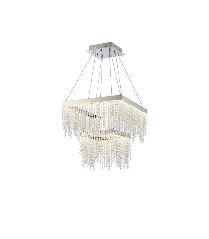 Bano Square 2 Tier Dimmable Pendant 47W LED 4000K 5000lm Polished Chrome / Crystal Chain 3yrs Warranty-1