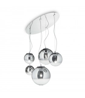 5 Light Cluster Ceiling Pendant Chrome Shade - 1