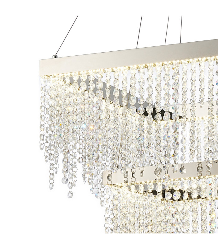 Bano Square 2 Tier Dimmable Pendant 47W LED 4000K 5000lm Polished Chrome / Crystal Chain 3yrs Warranty-5