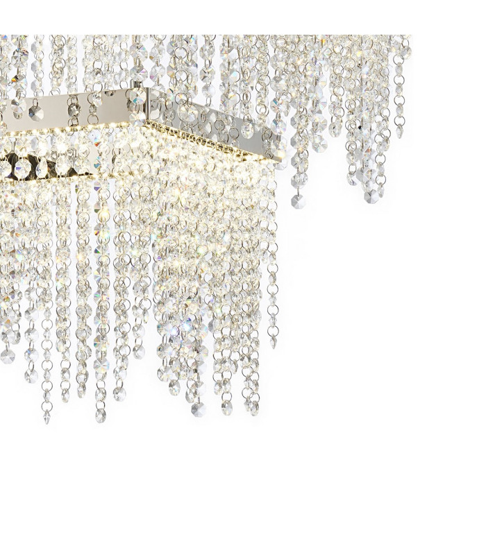 Bano Square 2 Tier Dimmable Pendant 47W LED 4000K 5000lm Polished Chrome / Crystal Chain 3yrs Warranty-6