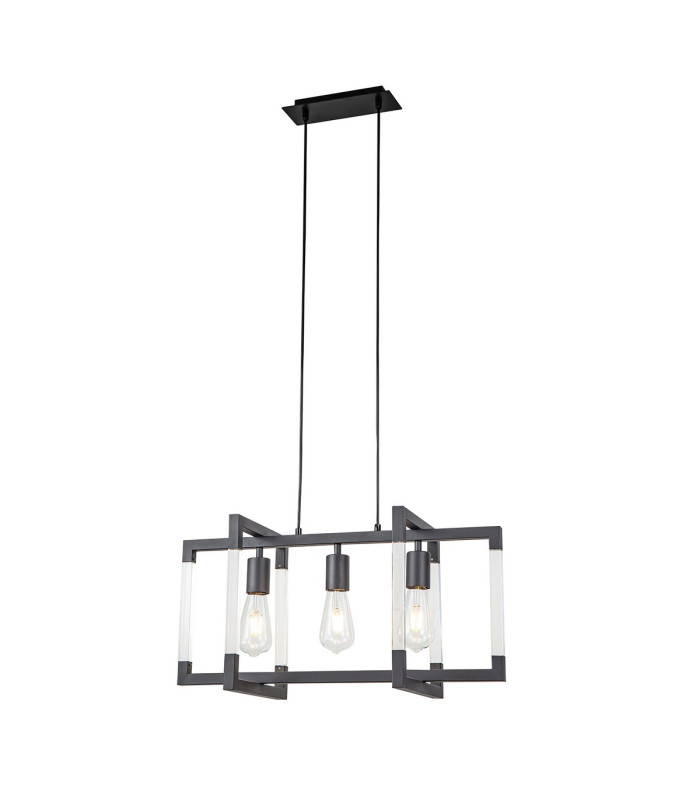 Canto Rectangular Pendant 3 Light E27 Graphite/Acrylic-1