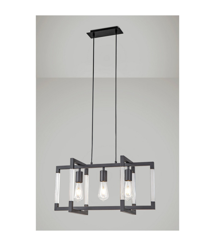 Canto Rectangular Pendant 3 Light E27 Graphite/Acrylic-2