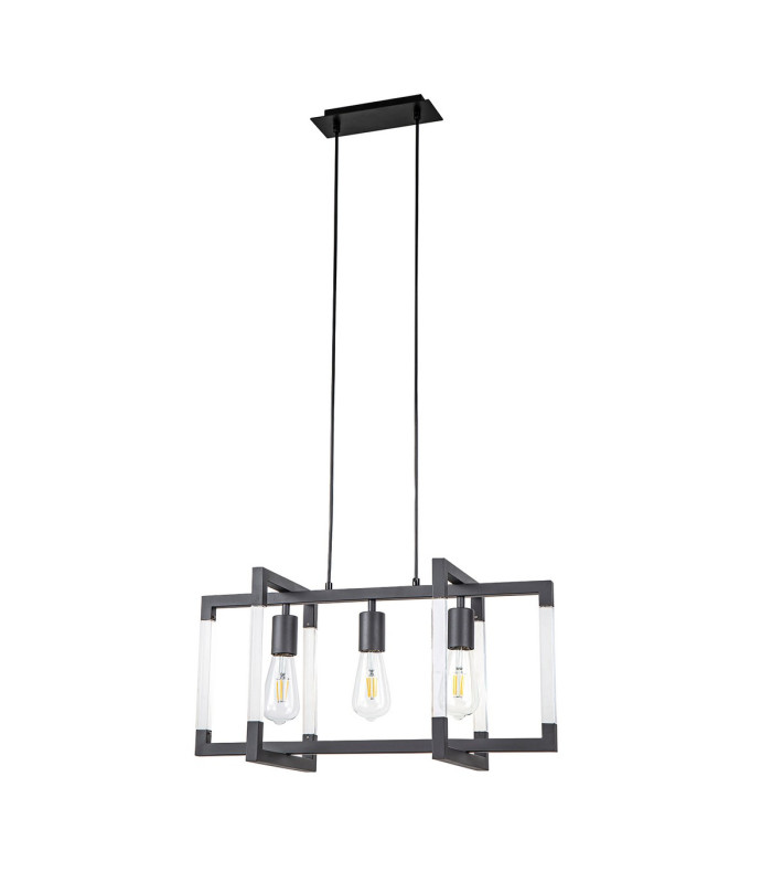 Canto Rectangular Pendant 3 Light E27 Graphite/Acrylic-3
