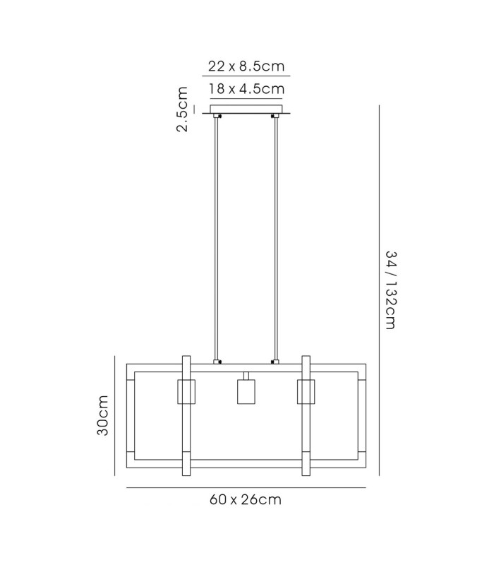 Canto Rectangular Pendant 3 Light E27 Graphite/Acrylic-7