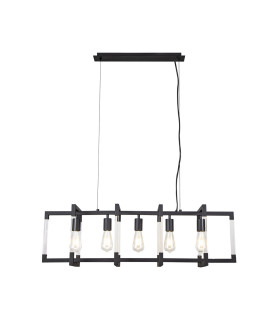 Canto Rectangular Pendant 5 Light E27 Graphite/Acrylic-1