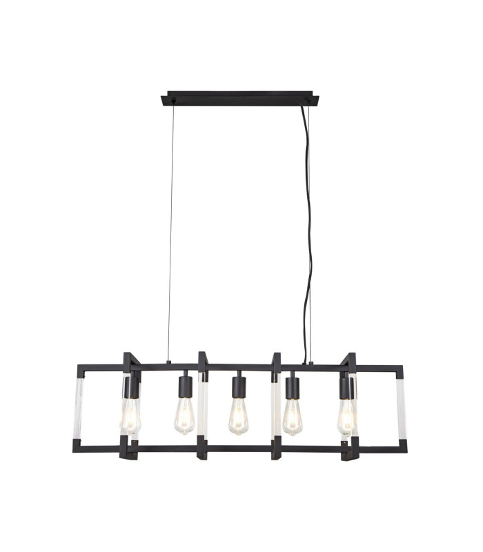 Canto Rectangular Pendant 5 Light E27 Graphite/Acrylic-1
