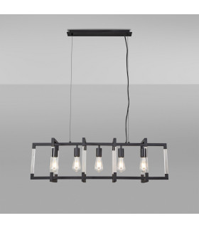 Canto Rectangular Pendant 5 Light E27 Graphite/Acrylic-2