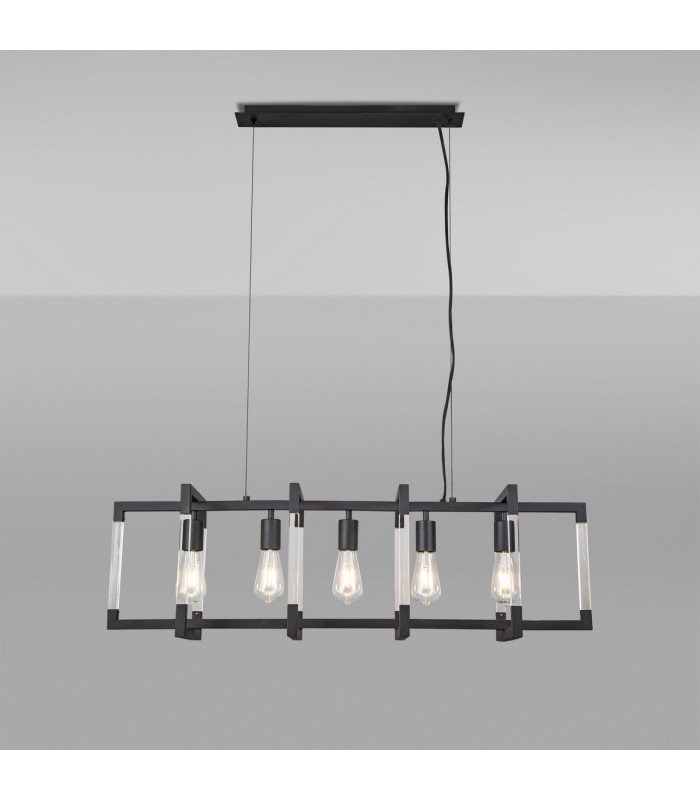 Canto Rectangular Pendant 5 Light E27 Graphite/Acrylic-2