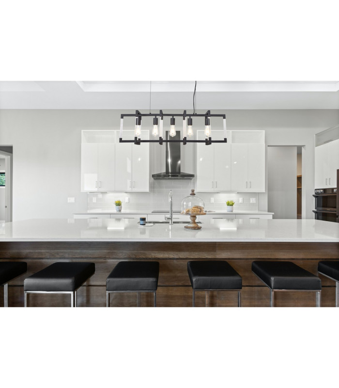 Canto Rectangular Pendant 5 Light E27 Graphite/Acrylic-3