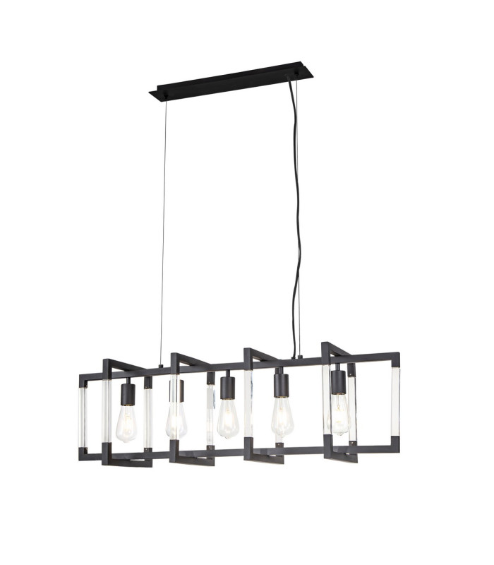 Canto Rectangular Pendant 5 Light E27 Graphite/Acrylic-5