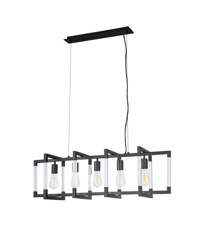 Canto Rectangular Pendant 5 Light E27 Graphite/Acrylic-6