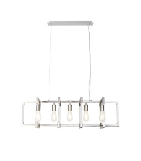 Canto Rectangular Pendant 5 Light E27 Polished Nickel/Acrylic-1
