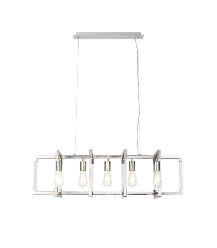 Canto Rectangular Pendant 5 Light E27 Polished Nickel/Acrylic-1