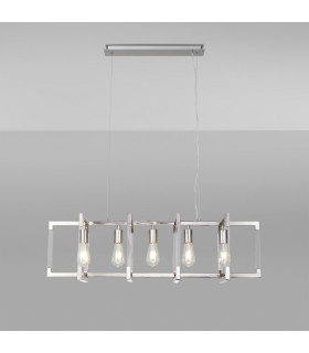 Canto Rectangular Pendant 5 Light E27 Polished Nickel/Acrylic-2