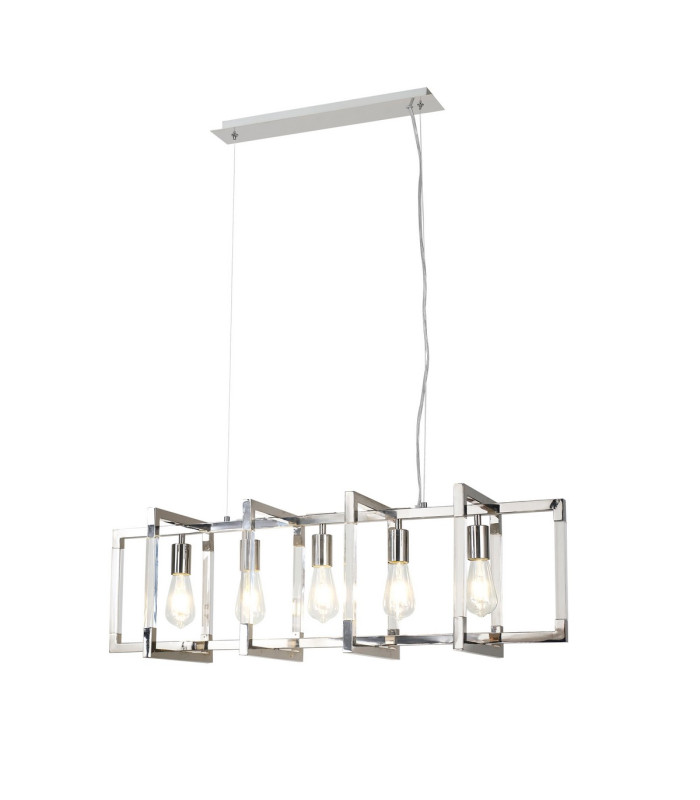 Canto Rectangular Pendant 5 Light E27 Polished Nickel/Acrylic-5