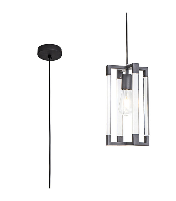 Canto Double Rectangle Square Pendant 1 Light E27 Graphite/Acrylic-1