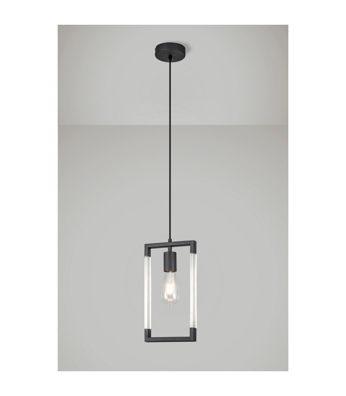 Canto Single Rectangle Pendant 1 Light E27 Graphite/Acrylic-2