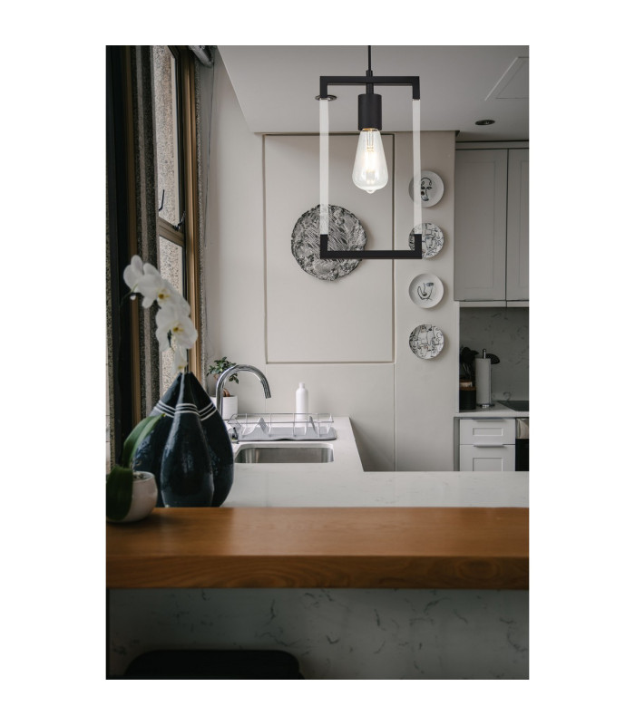 Canto Single Rectangle Pendant 1 Light E27 Graphite/Acrylic-3