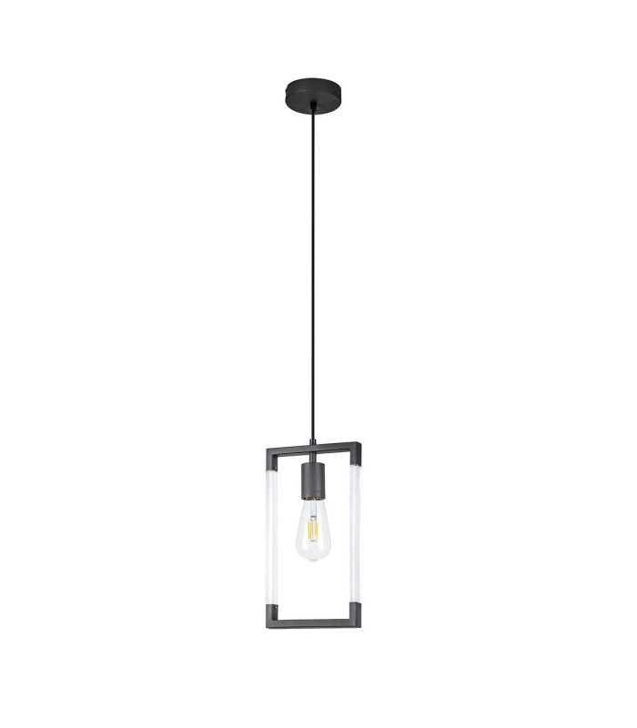 Canto Single Rectangle Pendant 1 Light E27 Graphite/Acrylic-5