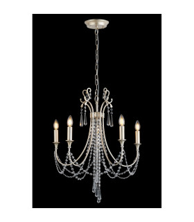 Celine Pendant Chandelier 5 Light E14 Aged Silver/Clear Crystal-2