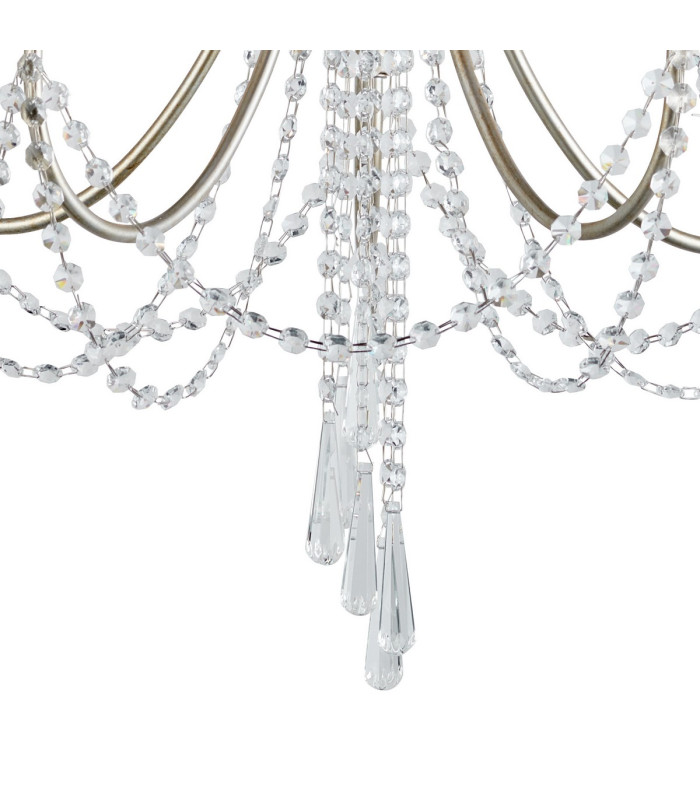 Celine Pendant Chandelier 5 Light E14 Aged Silver/Clear Crystal-6