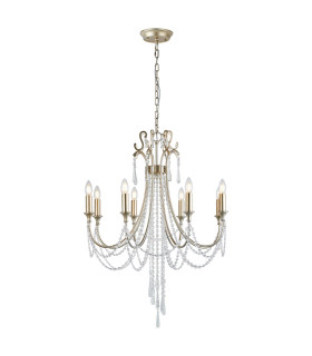 Celine Pendant Chandelier 8 Light E14 Aged Silver/Clear Crystal-1