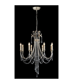 Celine Pendant Chandelier 8 Light E14 Aged Silver/Clear Crystal-2