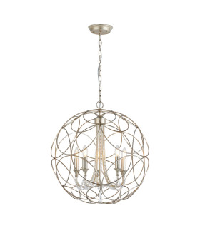 Celine Pendant Sphere 5 Light E14 Aged Silver/Clear Crystal-1