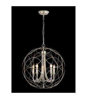 Celine Pendant Sphere 5 Light E14 Aged Silver/Clear Crystal-2