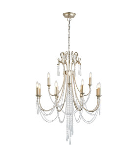 Celine Pendant Chandelier 12 Light E14 Aged Silver/Clear Crystal-1