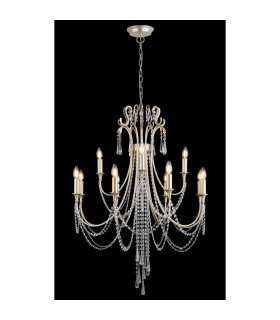 Celine Pendant Chandelier 12 Light E14 Aged Silver/Clear Crystal-2