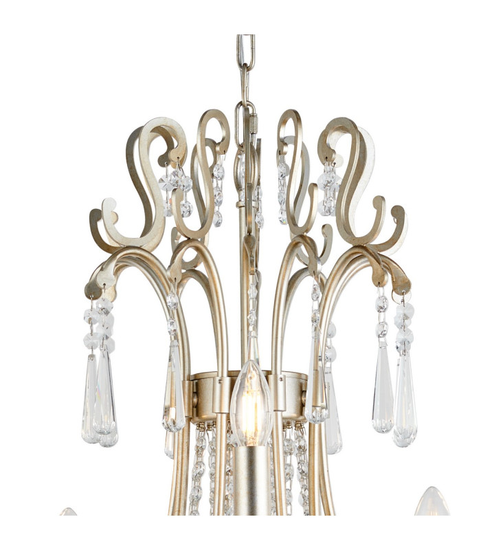 Celine Pendant Chandelier 12 Light E14 Aged Silver/Clear Crystal-4