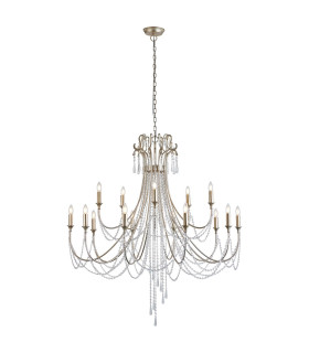 Celine Pendant Chandelier 15 Light E14 Aged Silver/Clear Crystal-1