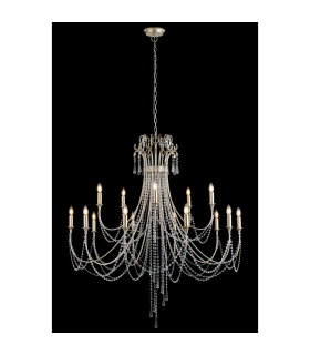 Celine Pendant Chandelier 15 Light E14 Aged Silver/Clear Crystal-2